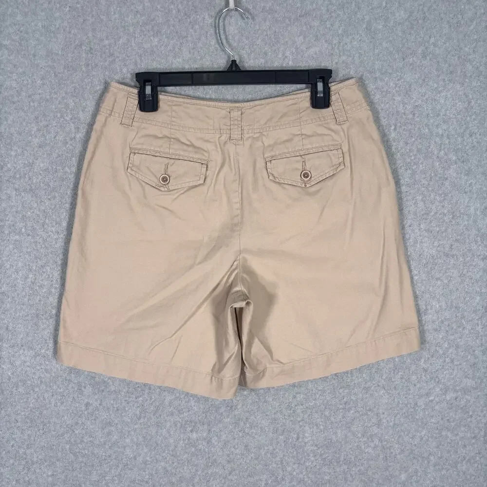 Talbots Shorts 10 Tan Khaki Chino Stretch Pockets Academia‎ Granny GORP 7 Inseam